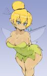  absurd_res big_breasts blonde_hair breasts cleavage clothed clothing fairy female gradient_background hair hi_res neo_hajime not_furry simple_background solo tinker_bell_(disney) 