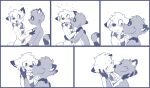  8chan anthro blush digital_drawing_(artwork) digital_media_(artwork) dipstick_ears duo embrace eyes_closed hesitant hi_res hug kiss_on_lips kissing kissing_cheek male male/male mammal markings multicolored_ears nate_(8chan) nervous open_mouth procyonid raccoon ring_(marking) ringtail romantic scarf sequence standing tail tail_markings twang 