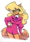  anthro callie_briggs clothing conditional_dnp domestic_cat eyewear felid feline felis female glasses green_eyes hand_on_hip hanna-barbera jollyjack looking_at_viewer mammal necktie solo suit swat_kats 