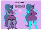  2022 anthro arcane_shade areola armwear big_breasts breasts clothing digital_media_(artwork) english_text equid equine fan_character featureless_crotch female fingers hi_res horn looking_at_viewer mammal nipples open_mouth simple_background suirano text thick_thighs unicorn 