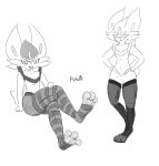  absurd_res ambiguous_gender anthro big_legs cinderace clothing digital_media_(artwork) feet footwear hi_res lagomorph legwear mammal mr_fuwa nintendo paws pok&eacute;mon pok&eacute;mon_(species) pose simple_background socks solo stockings thick_thighs video_games 