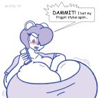  2015 anthro big_breasts blush breasts clothing digital_media_(artwork) english_text female gina_(satsumalord) hair huge_breasts hyper hyper_breasts mammal mouse murid murine nintendo nintendo_ds nintendo_ds_family open_mouth rodent satsumalord shirt sketch solo sound_effects speech_bubble text topwear video_games 