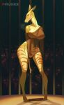  2022 anthro beastars big_breasts breasts clothed clothing cosmo_(beastars) digital_media_(artwork) feliscede female hi_res mammal public striped_body stripes wide_hips 