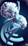  absurd_res altaria anthro avian beak big_breasts bird breasts cloud cloud_hair dragon female green_eyes hi_res kyuq looking_at_viewer nintendo nipples one_eye_closed pok&eacute;mon pok&eacute;mon_(species) raised_leg simple_background solo talons video_games 