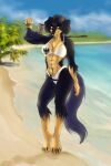  abs absurd_res anthro bikini canid canine canis cinnameana clothing domestic_dog female flag_bikini hi_res hovawart looking_at_viewer lydia_von_blutsonne mammal muscular muscular_female solo swimwear teutonic 
