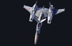  absurdres aircraft airplane asterozoa black_background canopy_(aircraft) fighter_jet from_above highres jet macross macross_flashback_2012 mecha military military_vehicle no_humans roundel science_fiction solo variable_fighter vf-4 