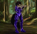  absurd_res anthro armor cinnameana day female forest gun hi_res hovawart lydia_von_blutsonne marksmans plant ranged_weapon rifle solo tree weapon 