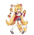  1girl :3 ahoge animal_ears animal_hands ark_order bangs black_shorts blonde_hair bow crown fang full_body gloves hatoyama_itsuru holding holding_wand leo_(ark_order) lion lion_ears lion_tail long_hair magical_girl mini_crown official_art pantyhose paw_gloves puffy_short_sleeves puffy_sleeves red_bow shirt short_sleeves shorts solo sparkle tachi-e tail tail_bow tail_ornament transparent_background v-shaped_eyebrows very_long_hair wand white_legwear white_shirt yellow_eyes 