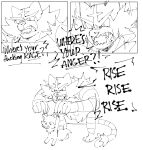  anthro claws comic crouching dialogue english_text feral greyscale hand_grab hi_res humor incineroar lifting line_art monochrome nintendo open_mouth pok&eacute;mon pok&eacute;mon_(species) sharp_teeth sprigatito teeth text video_games vincent-san 