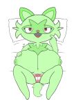  anthro big_breasts breasts clothing colored cute_expression cute_fangs digital_media_(artwork) felid feline female fluffy fluffy_tail hi_res looking_at_viewer mammal nintendo nipples phant0mhat pok&eacute;mon simple_background solo sprigatito underwear video_games 