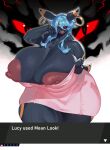  absurd_res anthro areola big_breasts blue_hair breasts clothing dress ear_piercing ear_ring eeveelution eigaka female hair hi_res huge_breasts hyper hyper_breasts lucy_(aikega) nintendo nipples piercing pok&eacute;mon pok&eacute;mon_(species) solo thick_thighs umbreon video_games 