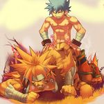  bara boy breath_of_fire grey_hair male muscle orange_hair rei_(breath_of_fire) ryu_(breath_of_fire) yaoi yellow_eyes 