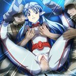  blue_hair censored clenched_teeth cum cum_in_pussy cum_inside lafiel pointy_ears rape seikai_no_senki sex tears teeth vaginal 