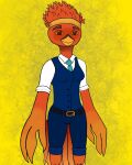  adverdale anthro avian clothing european_mythology female greek_mythology hi_res jpeg_(image_quality) mythological_avian mythological_firebird mythology phoenix phoenix_adverdale solo solo_focus suit yellow_headband 