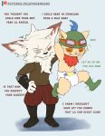  clothing diaper duo hat headgear headwear hi_res infantilism kled_(lol) kuuneho league_of_legends lifted male male/male riot_games speech_bubble teemo_(lol) video_games yordle 