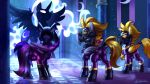  absurd_res blaze_(l4m3ness) blonde_hair bulge clothing dream_searcher_(jortyguy) equid equine eyewear friendship_is_magic gas_mask goggles hair hasbro hi_res horn jedayskayvoker latex latex_mask mammal mask medallion my_little_pony nightmare_moon_(mlp) pegasus shadowbolts_(mlp) shadowbolts_uniform silhouette skinsuit starshinebomber tail_wraps tight_clothing winged_unicorn wings wraps 