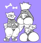  anthro belly big_butt blush bone bulge butt canid canine canis chubby_male clothing cute_fangs dogfluid domestic_dog eyewear footwear girly glasses hair hi_res hoodie huge_butt looking_back male mammal rear_view shoes slightly_chubby socks solo thick_thighs topwear underwear wide_hips 