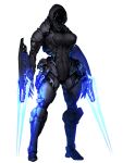  1girl arm_blade bodysuit breasts chain_paradox covered_navel energy_blade full_body helm helmet hetza_(hellshock) large_breasts power_armor science_fiction solo tight transparent_background weapon 