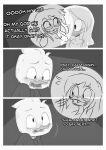  absurd_res anatid anseriform avian bird blush clothing comic della_duck dewey_duck dialogue disney duck ducktales ducktales_(2017) hi_res humor monochrome mother mother_and_child mother_and_son parent parent_and_child son therita3k 