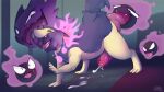  bodily_fluids cum detailed_background ejaculation gastly genital_fluids genitals hand_in_mouth haunter hisuian_typhlosion lapatte male mammal nintendo penis pok&eacute;mon pok&eacute;mon_(species) regional_form_(pok&eacute;mon) video_games 