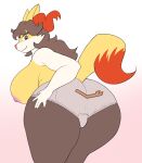  anthro big_breasts big_butt braixen breasts brown_hair butt clothing female fimif hair hi_res looking_at_viewer nintendo pok&eacute;mon pok&eacute;mon_(species) red_eyes solo underwear velene_(aj_the_flygon) video_games wide_hips 