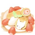  artist_name bear bird chai commentary_request cream food food_focus fruit mint no_humans on_food original pancake plate rolled_up strawberry 