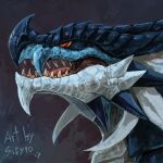  black_body black_scales blitzdrachin blue_body blue_scales conditional_dnp dragon painting red_eyes scales yellow_eyes 