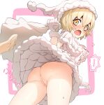  ! 1girl anus ass blonde_hair blush breasts from_below gloves hat jashin-chan_dropkick looking_back no_panties open_mouth pekora_(jashin-chan_dropkick) pussy santa_hat shiny shiny_hair shiny_skin short_hair skirt skirt_flip small_breasts white_gloves white_headwear yellow_eyes 