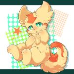  3_toes 4_fingers anthro black_nose blush brown_body brown_fur chest_tuft feet fingers fur green_eyes hi_res linoone looking_at_viewer male nintendo numa_(ouroporos) open_mouth paws pok&eacute;mon pok&eacute;mon_(species) simple_background sitting solo toes tongue tuft unknown_artist video_games 