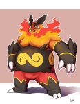  2022 absurd_res anthro belly black_body bulge danipika emboar fire hi_res male nintendo orange_body overweight overweight_male pok&eacute;mon pok&eacute;mon_(species) red_body simple_background solo video_games 