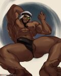  bara bare_pectorals barefoot beard braid braided_beard dark-skinned_male dark_skin facial_hair goatee jimsdaydreams large_pectorals long_beard male_focus mature_male muscular muscular_male pectorals rashid_(street_fighter) underwear 