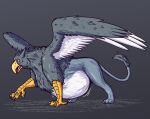  ambiguous_gender avian beak belly big_belly feral gryphon mythological_avian mythology overweight simple_background solo thatgryphonguy wings 