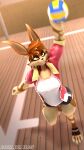  3d_(artwork) anthro ball bottomwear clothing digital_media_(artwork) dominussfm female gym_bottomwear gym_clothing gym_shorts hi_res hitting_ball holly_zanzibar lagomorph leporid mammal rabbit shorts solo source_filmmaker sport volleyball volleyball_(ball) 