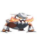  absurdres claws commentary_request fire full_body heatran highres leg_up no_humans open_mouth orange_eyes pokemon pokemon_(creature) poket_mkrn shiny simple_background solo white_background 
