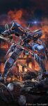  blood broken building city commentary_request copyright_name debris destruction highres holding holding_weapon immortals:_muvluv_alternative mecha muvluv muvluv_alternative night night_sky no_humans outdoors rubble ruins science_fiction sky star_(sky) sword tactical_surface_fighter tani_(tanidesuyo) weapon 