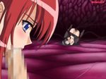  animated animated_gif blue_eyes censored fellatio gif in'youchuu inyouchuu kayama_sui lowres oral pantyhose red_hair shiratori_mikoto tentacle watermark 