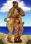  anthro balls beach brother brothers casual_nudity duo genitals headlock hi_res hyaenid male male/male mammal muscular nude penis pickles-hyena pubes sea seaside sibling spotted_hyena standing uncircumsized_penis water 