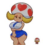  bedroom_eyes big_breasts blonde_hair bottomwear breasts brown_eyes clothing elemental_creature elemental_humanoid erect_nipples female fungi_fauna fungi_humanoid fungus hair humanoid mario_bros mushroom narrowed_eyes necktie nintendo nipples paper_mario paper_mario_(2000) school_uniform seductive short_stack skirt somescrub toad_(mario) uniform vanna_t. video_games 