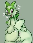  &lt;3 anthro anus breasts female genitals glistening glistening_eyes hi_res kais_studios nintendo pok&eacute;mon pok&eacute;mon_(species) presenting pussy side_boob slightly_chubby solo sprigatito thick_thighs tongue tongue_out video_games 