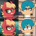  1:1 amber_eyes blonde_hair comic earth_pony equid equine for_the_better_right? green_eyes hair hasbro hi_res hitch_trailblazer_(mlp) horse mammal meme mlp_g5 my_little_pony pony saveraedae sprout_cloverleaf_(mlp) turquoise_hair 