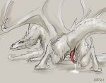  2021 bodily_fluids butt cum diamondbackdrake digital_drawing_(artwork) digital_media_(artwork) dragon feral genital_fluids hi_res j._r._r._tolkien leaking_cum looking_at_viewer looking_back male middle-earth_(tolkien) presenting presenting_hindquarters raised_tail slit smaug solo spikes the_hobbit the_lord_of_the_rings wings yellow_eyes 