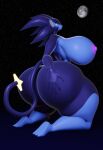  anthro big_breasts big_butt blue_body breasts butt darkdraketom female hand_on_butt hi_res huge_butt light luxray moon moonlight multicolored_body night nintendo pok&eacute;mon pok&eacute;mon_(species) solo star_gazing thick_thighs two_tone_body video_games yellow_eyes 