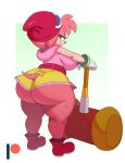  absurd_res amy_rose anthro big_butt butt clothing eulipotyphlan hair hammer hedgehog hi_res huge_butt looking_at_viewer looking_back looking_back_at_viewer mammal pink_hair sega sonic_the_hedgehog_(series) sssonic2 tools 