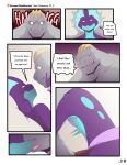  absurd_res anthro chin_grab clothed clothing comic dialogue duo english_text eye_contact hi_res jax_(mels_monster) kissing looking_at_another low_key_toxtricity machoke male male/male mels_monster_(artist) muscular muscular_male nintendo nude owen_(mels_monster) pok&eacute;mon pok&eacute;mon_(species) text tongue tongue_out topless toxtricity video_games 