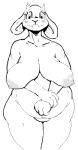  2020 anthro areola belly big_breasts black_and_white blush boss_monster bovid breasts caprine eyelashes female floppy_ears front_view fur horn looking_at_viewer mammal mature_anthro mature_female monochrome nipples nude overweight overweight_anthro overweight_female portrait sagging_breasts smile solo thick_thighs three-quarter_portrait toriel undertale undertale_(series) video_games zombiesunlight 