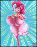  4:5 anthro anthrofied big_breasts breasts clothed clothing clothing_lift equid equine female friendship_is_magic genitals hasbro hi_res horse huge_breasts inverted_nipples mammal my_little_pony nipples pinkie_pie_(mlp) pony pussy shirt shirt_lift solo swiftriff thick_thighs topwear 