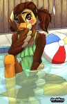  anas anatid anseriform avian bird clothing dabbling_duck duck female hi_res mallard molly_(disambiguation) pool_(disambiguation) sfw solo swimwear wings zombikiss 