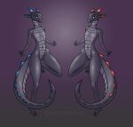  anthro blue_eyes blue_spikes dark_body dragon duo evgheshkafx hi_res looking_at_viewer male male/male red_eyes red_spikes reptile scalie simple_background 