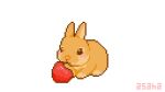  :3 animal animal_focus animated animated_gif artist_name asaha blush_stickers bunny chewing eating food from_side fruit full_body looking_at_viewer looping_animation messy no_humans original pixel_art simple_background solo straight-on strawberry symbol-only_commentary white_background 