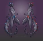  animal_genitalia anthro blue_eyes blue_genitals blue_spikes dark_body dragon duo evgheshkafx genitals girly hi_res knot looking_at_viewer male male/male red_eyes red_genitals red_spikes reptile scalie simple_background 